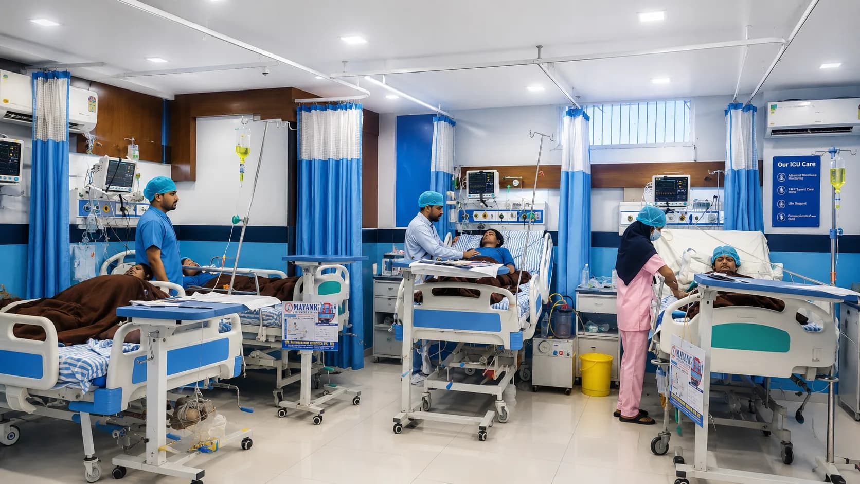 Advanced Intensive Care Unit with modern monitoring systems.